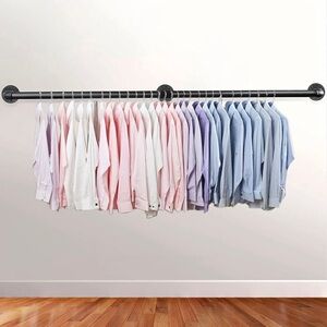 Scieo | Black Galvanized | Wall Handrail | Clothes Rail | 3 Fixed Points | 6’